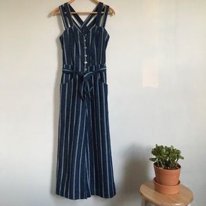 7 For All Mankind Wide Leg Button Denim Jumpsuit